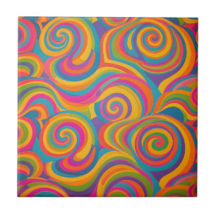 Azulejo Torbellino de Arcoíris Abstracta Energía Vibrante
