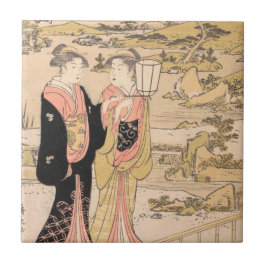 Azulejo Torii Kiyonaga dos mujeres en un arte del japonés