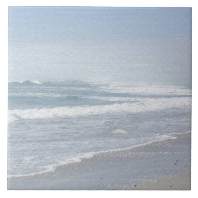 Azulejo Tormenta natural del océano marino estilizado (Frente)
