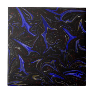 Azulejo "Torno galáctico: La canica espacial azul y negra"