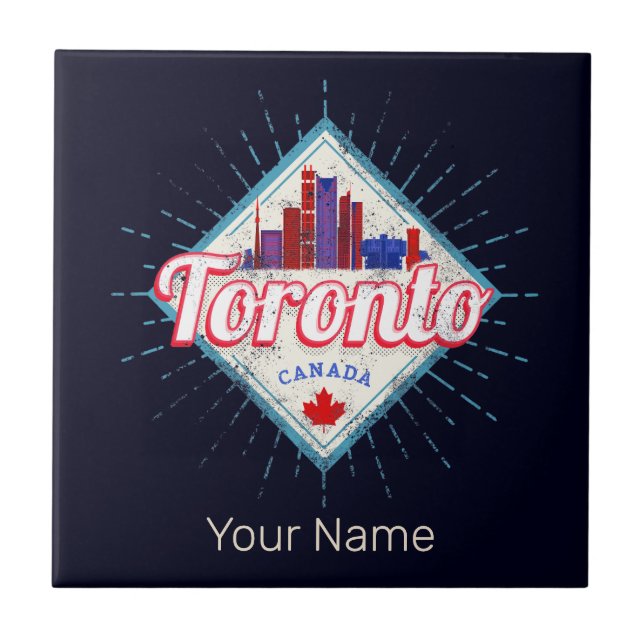 Azulejo Toronto Skyline Ontario Retro Canada Vintage (Frente)