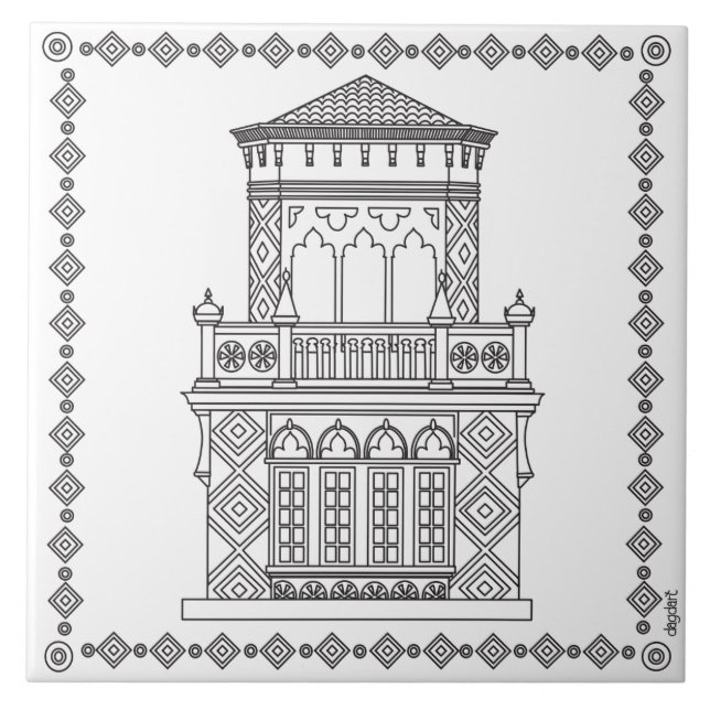 Azulejo Torre Ca'd'Zan Sarasota Cerámica Tile (Frente)