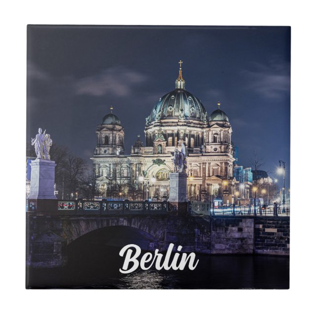 Azulejo Torre de televisión y catedral de Berlín en Berlín (Frente)