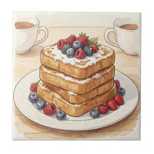 Azulejo Torre de Torrijas con Frutas del Bosque para Desay