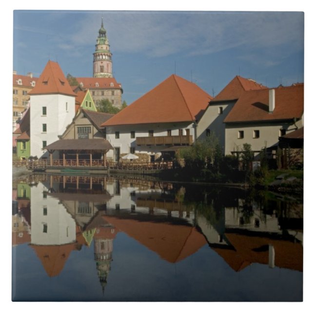 Azulejo Torre del castillo, río Vltava, Cesky Krumlov, (Frente)