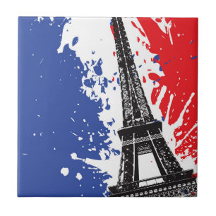 Azulejo Torre Eiffel el bandera del Grunge de París,