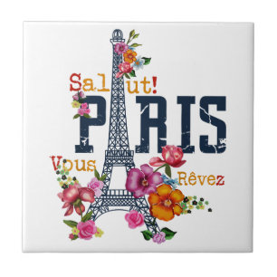 Azulejo Torre Eiffel Paris Shirt Salut Flowt Paris Fra