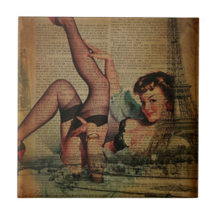 Azulejo torre eiffel parisian girly retro mostonista