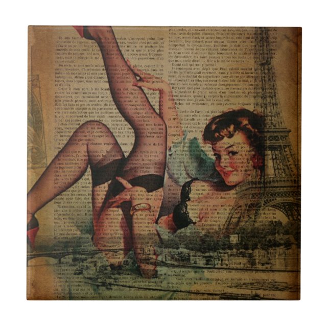 Azulejo torre eiffel parisian girly retro mostonista (Frente)