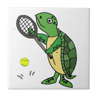 Azulejo Tortuga de mar divertida que juega el dibujo