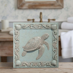 Azulejo Tortuga de Trompe L'oeil Vida Marina ID1190i