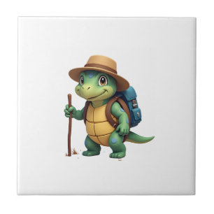 Azulejo Tortuga Divertida Gráfica de Senderismo Camping Am