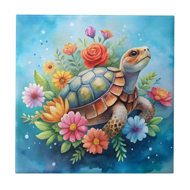 Azulejo Tortuga floral (Frente)
