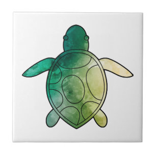 Azulejo Tortuga marina acuarela verde