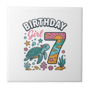 Azulejo Tortuga Marina Cumpleañera 7º Cumpleaños Diseño Ve