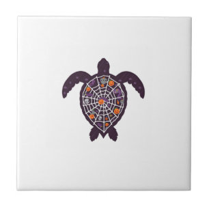 Azulejo Tortuga Marina Halloween Telaraña Calabaza Fantasm