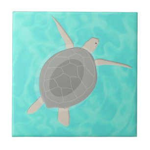 Azulejo Tortuga marina linda en el océano