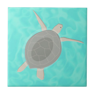 Azulejo Tortuga marina linda en el océano