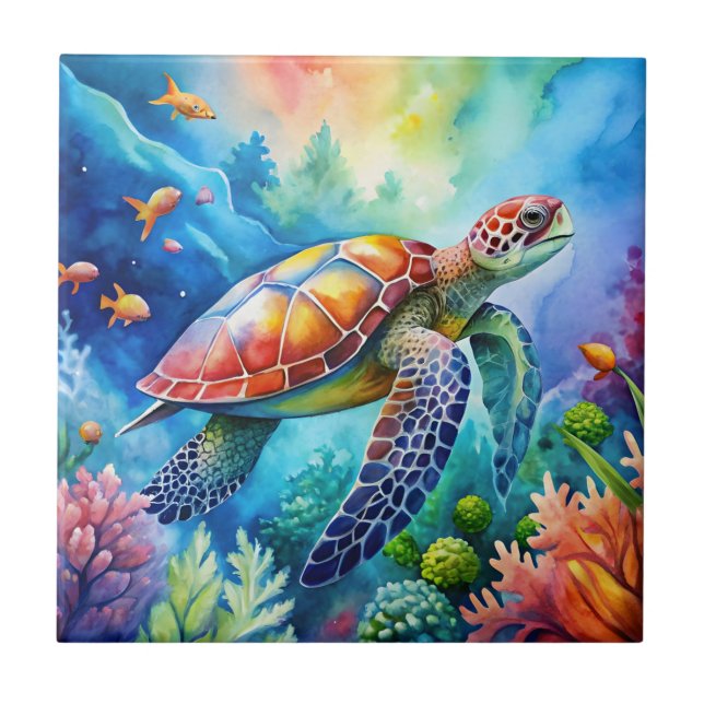 Azulejo Tortuga marina pintada (Frente)