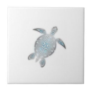 Azulejo Tortuga Marina Plateada Blanca Tropical Costera Ma