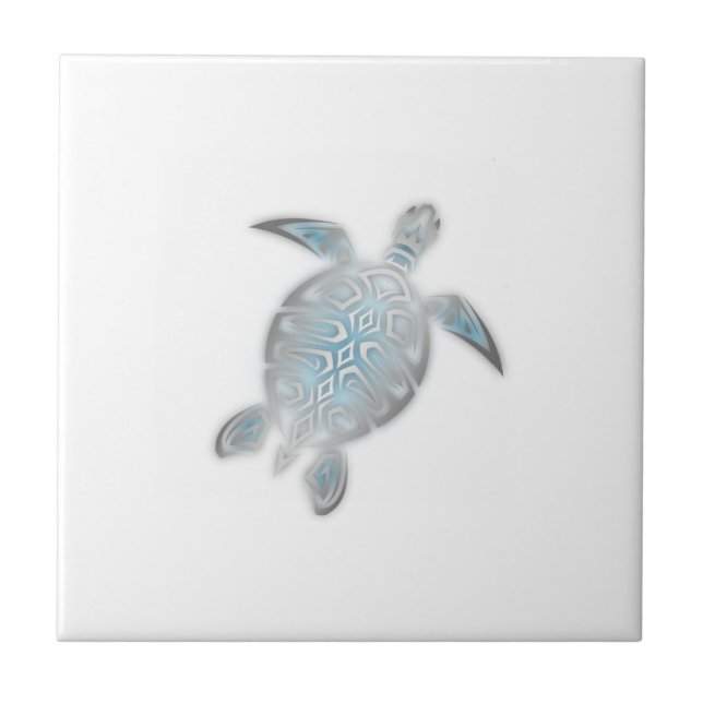 Azulejo Tortuga Marina Plateada Blanca Tropical Costera Ma (Frente)