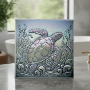 Azulejo Tortuga Metálica Irisada ID1223
