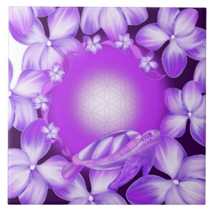 Azulejo Tortuga Sagrada, Flor de la Vida & Diseño Floral