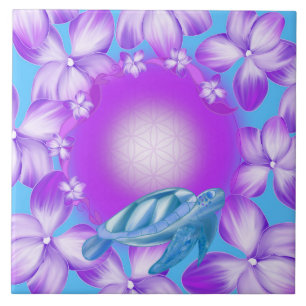Azulejo Tortuga Sagrada, Flor de la Vida & Diseño Floral