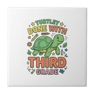 Azulejo Tortuga Terminada Con Camiseta Escolar De Tortuga