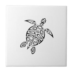 Azulejo Tortuga tribal blanco y negro