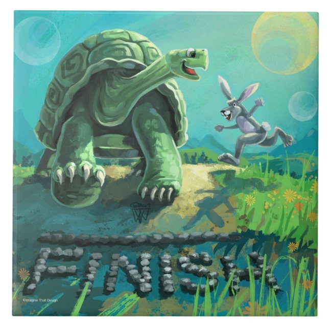 Azulejo Tortuga y el arte de las liebres (Frente)