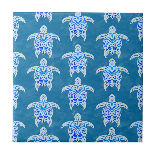 Azulejo Tortugas azules tribales honu (Frente)
