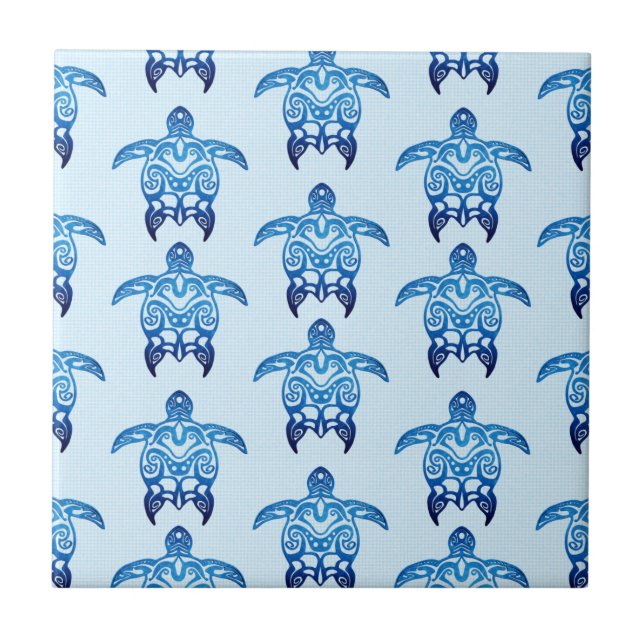 Azulejo Tortugas de honor de la tribu azul oscuro (Frente)