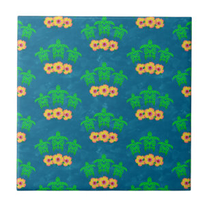 Azulejo Tortugas verdes tribales honu hawaianas