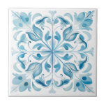 Azulejo Toscana Azul Mediterráneo<br><div class="desc">Diseño mediterráneo Toscana estilo baldosa de cerámica azul.</div>