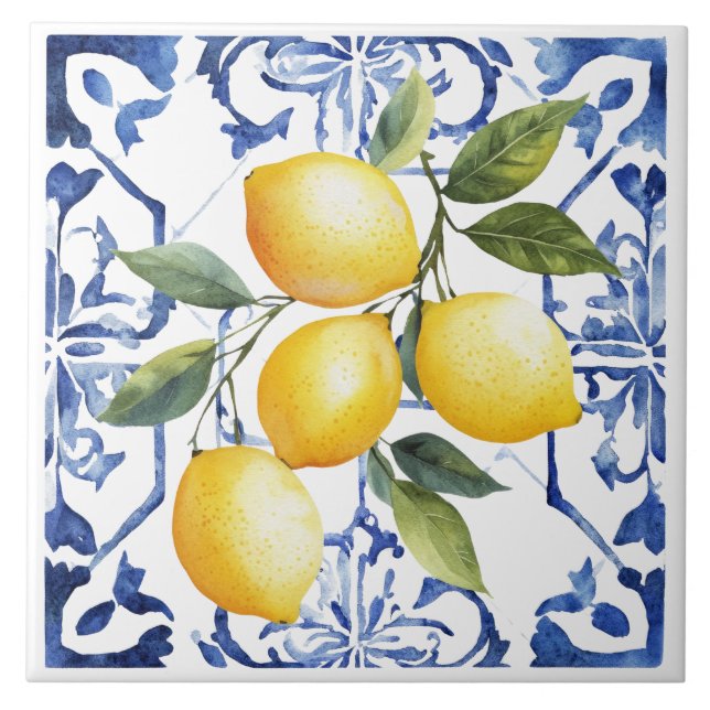 Azulejo Toscana Limón Mediterráneo Rústico (Frente)