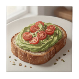 Azulejo Tostada de aguacate y tomate Arte de desayuno fres