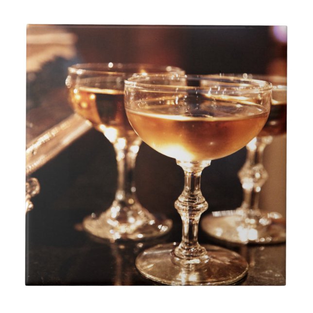 Azulejo tostada dorada de copa de champán (Frente)