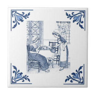 Azulejo Tostadas de cocina vintage y té Delft azul y blanc