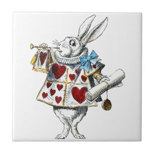 Azulejo Tote Corazón de Conejo Blanco Alice Wonderland
