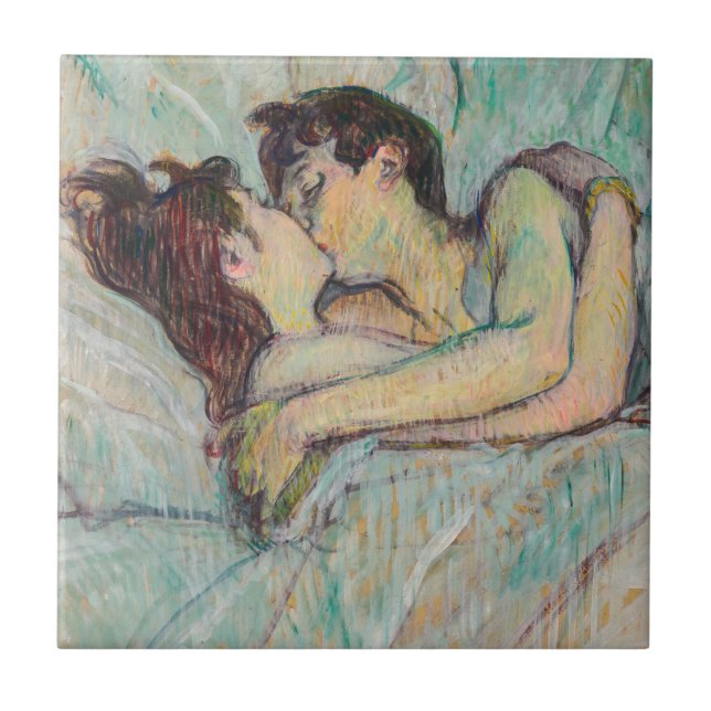 Azulejo Toulouse-Lautrec - En La Cama, El Beso (Frente)