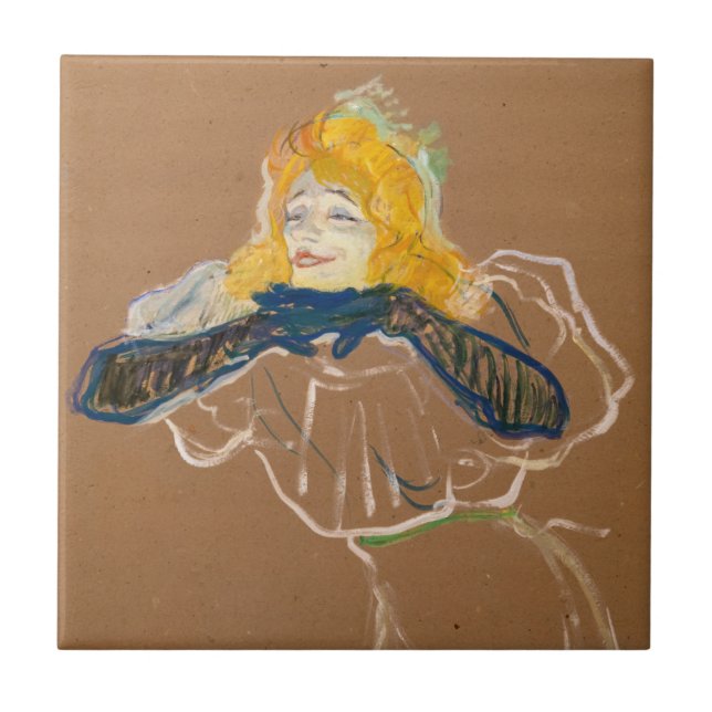 Azulejo Toulouse-Lautrec - Yvette Guilbert Cantando (Frente)