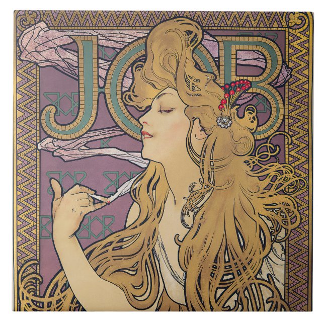 Azulejo Trabajo (1896) de Alphonse Mucha (Frente)