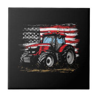 Azulejo Tractor Americano Antiguo Granja Agricultura Bande
