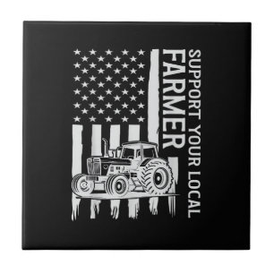 Azulejo Tractor de granja patriota bandera de EE. UU. Día