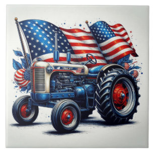 Azulejo Tractor Patriótico Tile Cerámico