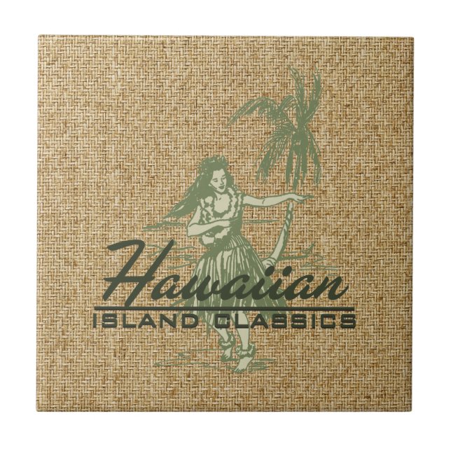 Azulejo Tradewinds Hula Chica Hawaiian Tile Trivet (Frente)
