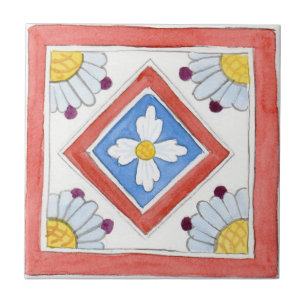 Azulejo Tradición Diseño siciliano rojo blanco