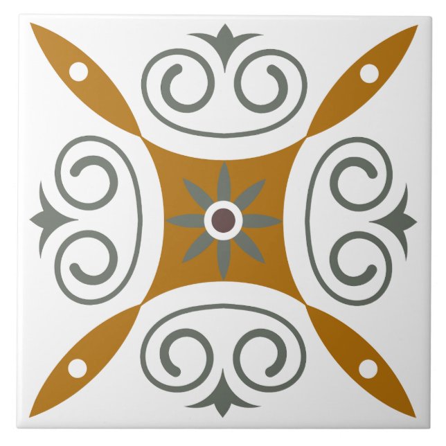 Azulejo Tradicional clásico italiano mediterráneo marrón (Frente)