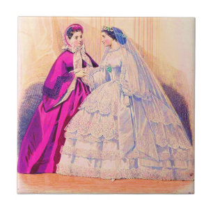 Azulejo traje boda de chapa de moda francés de 1861